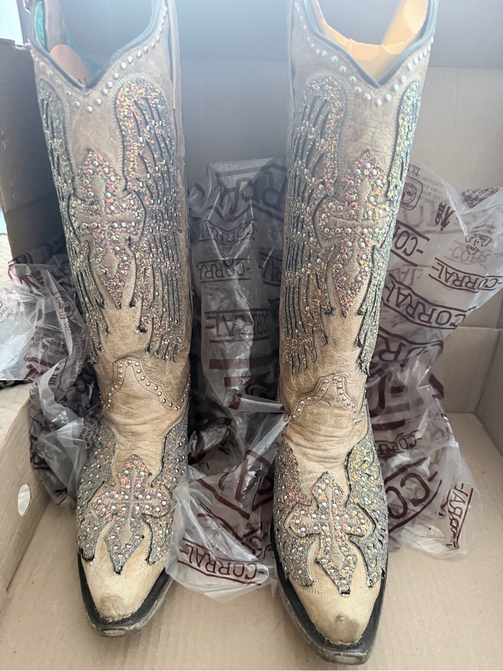 Women’s Corral- Sand colored Snip toe Western boots